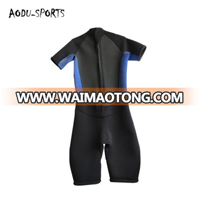 Black-blue short sleeved waterproof mens swimming wetsuits